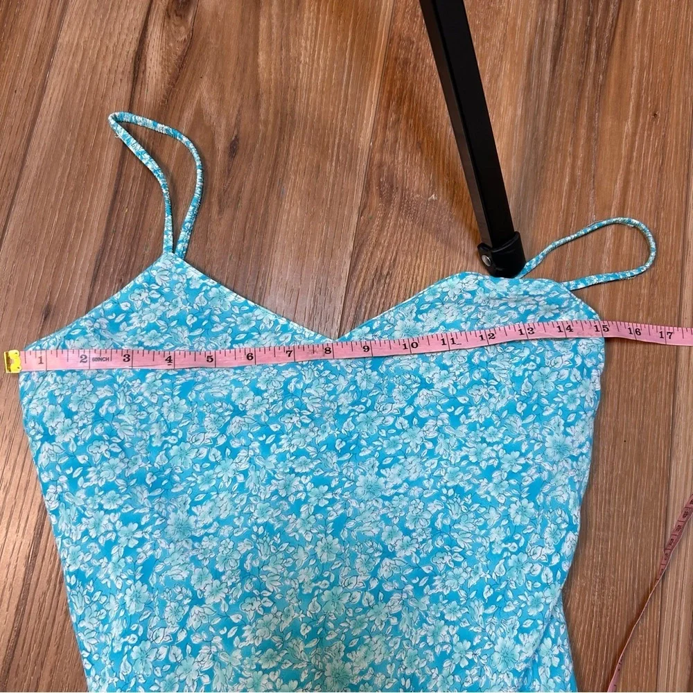 American Eagle vintage blue ditzy floral maxi slip dress size 2 fairy cottage - Picture 7 of 10